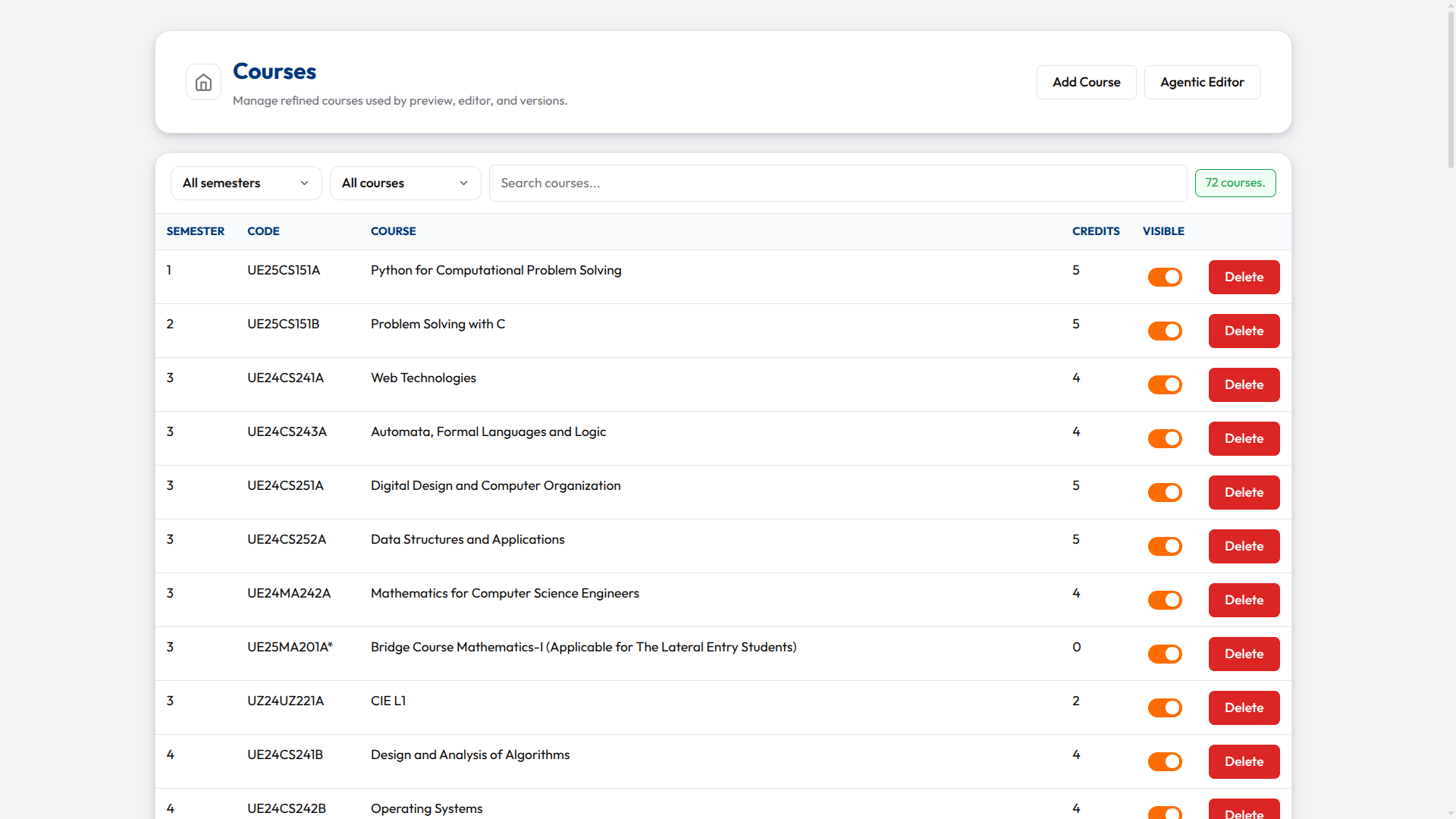 Courses Page
